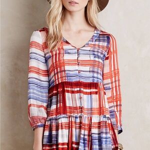 Anthropology Maeve Multicolor Plaid Blouse